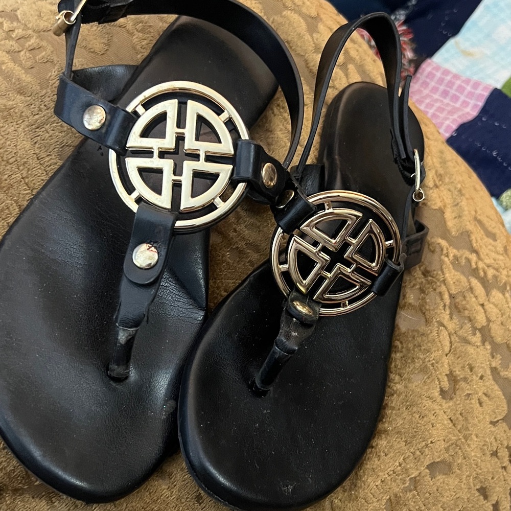 Black Sandals with Gold Accent